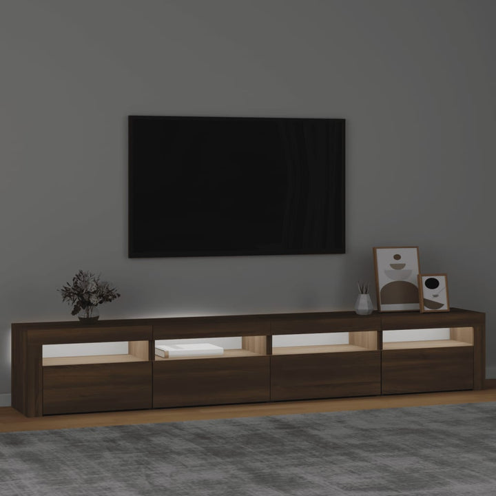 Tv-meubel met LED-verlichting 240x35x40 cm bruin eikenkleur