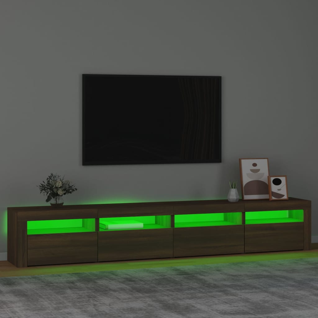 Tv-meubel met LED-verlichting 240x35x40 cm bruin eikenkleur