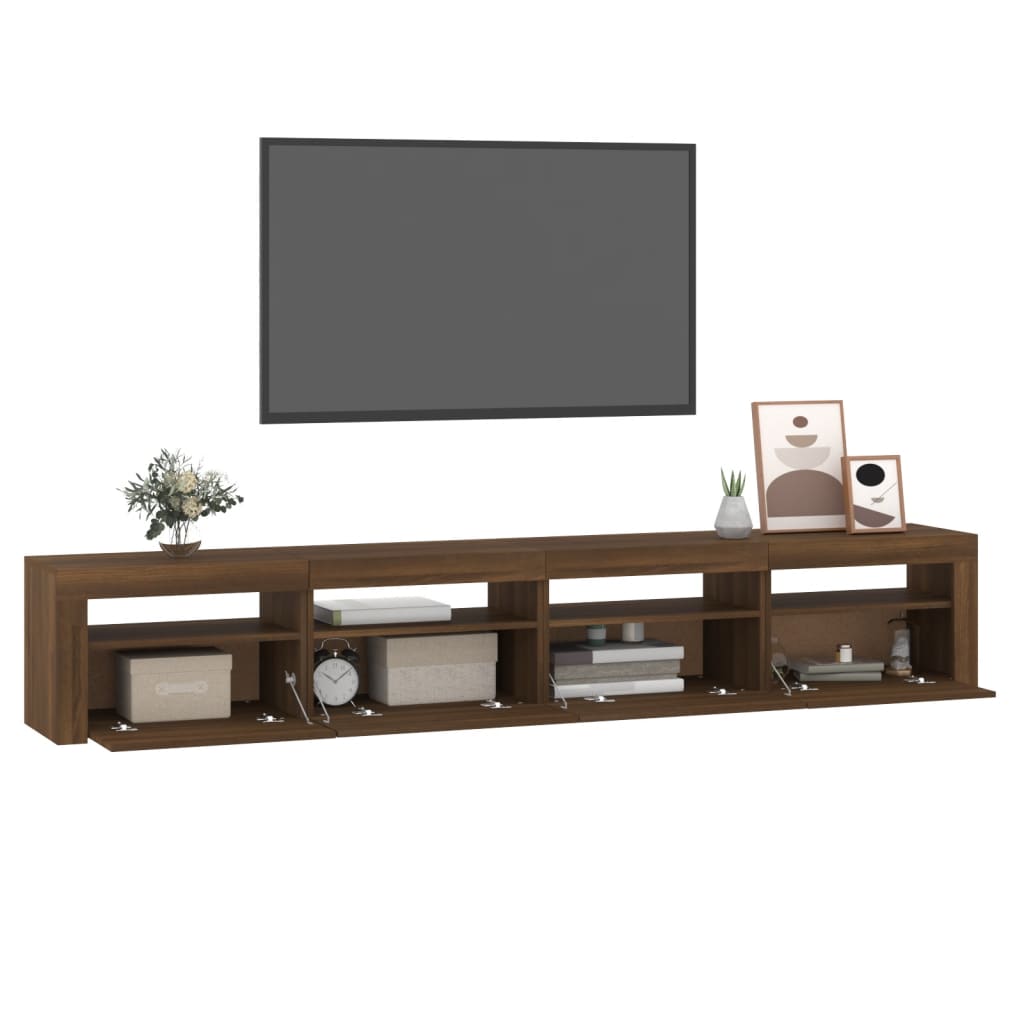 Tv-meubel met LED-verlichting 240x35x40 cm bruin eikenkleur