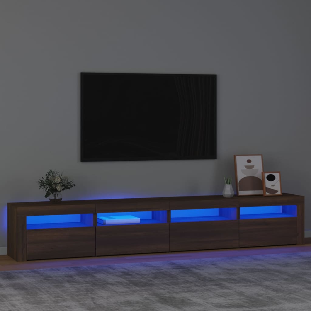 Tv-meubel met LED-verlichting 240x35x40 cm bruin eikenkleur