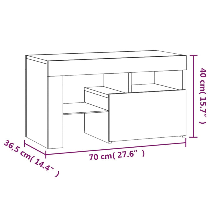 Nachtkastjes 2 st LED-verlichting 70x36,5x40 cm wit