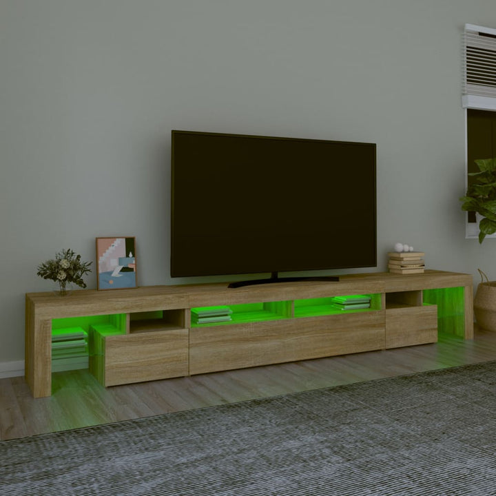 Tv-meubel met LED-verlichting 260x36,5x40cm sonoma eikenkleurig