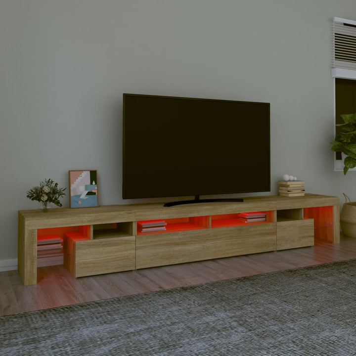 Tv-meubel met LED-verlichting 260x36,5x40cm sonoma eikenkleurig