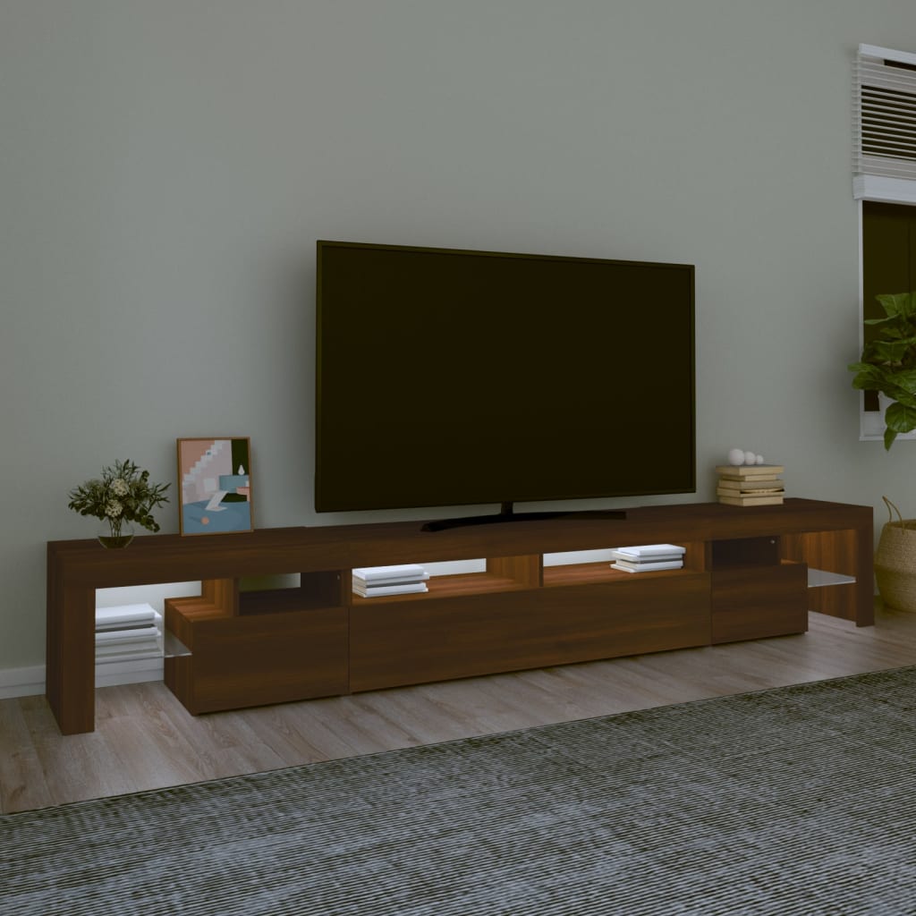 Tv-meubel met LED-verlichting 260x36,5x40 cm bruin eikenkleur