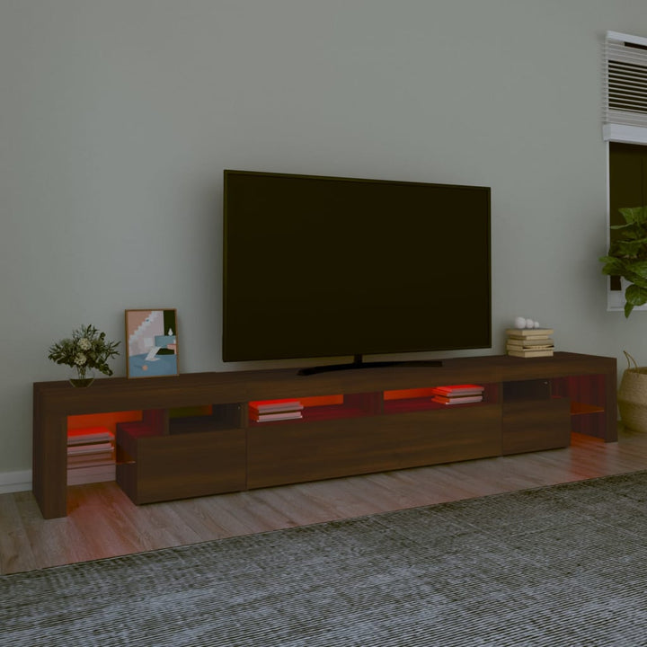 Tv-meubel met LED-verlichting 260x36,5x40 cm bruin eikenkleur