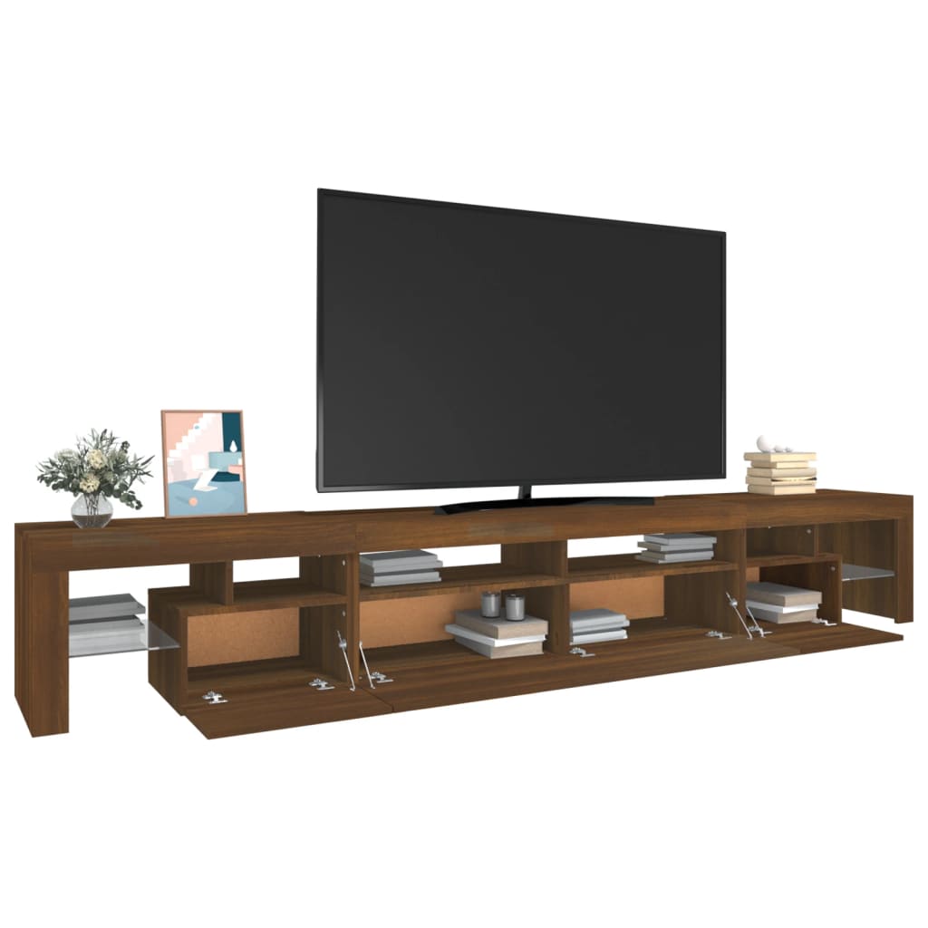 Tv-meubel met LED-verlichting 260x36,5x40 cm bruin eikenkleur