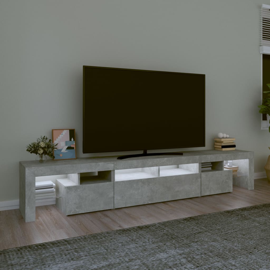 Tv-meubel met LED-verlichting 230x36,5x40 cm betongrijs