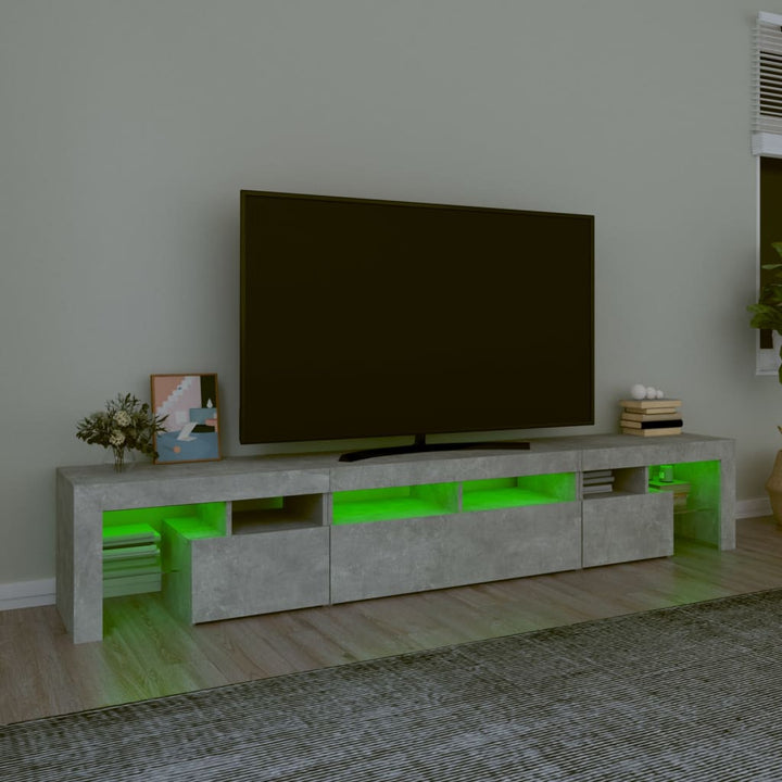 Tv-meubel met LED-verlichting 230x36,5x40 cm betongrijs