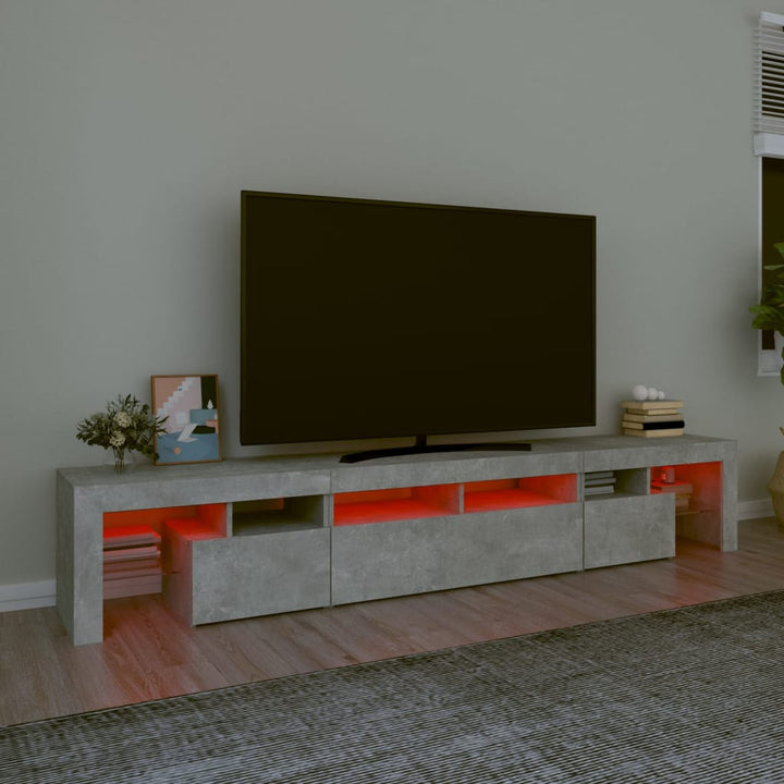 Tv-meubel met LED-verlichting 230x36,5x40 cm betongrijs