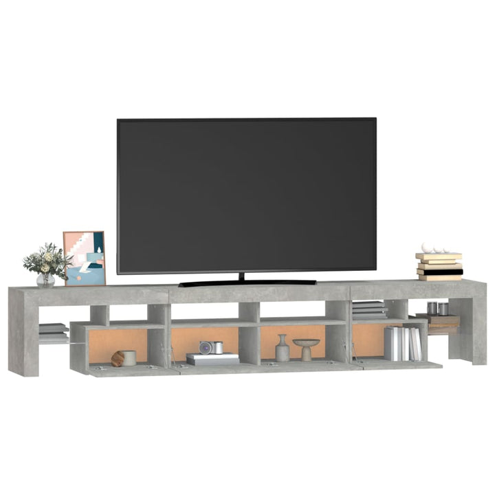 Tv-meubel met LED-verlichting 230x36,5x40 cm betongrijs