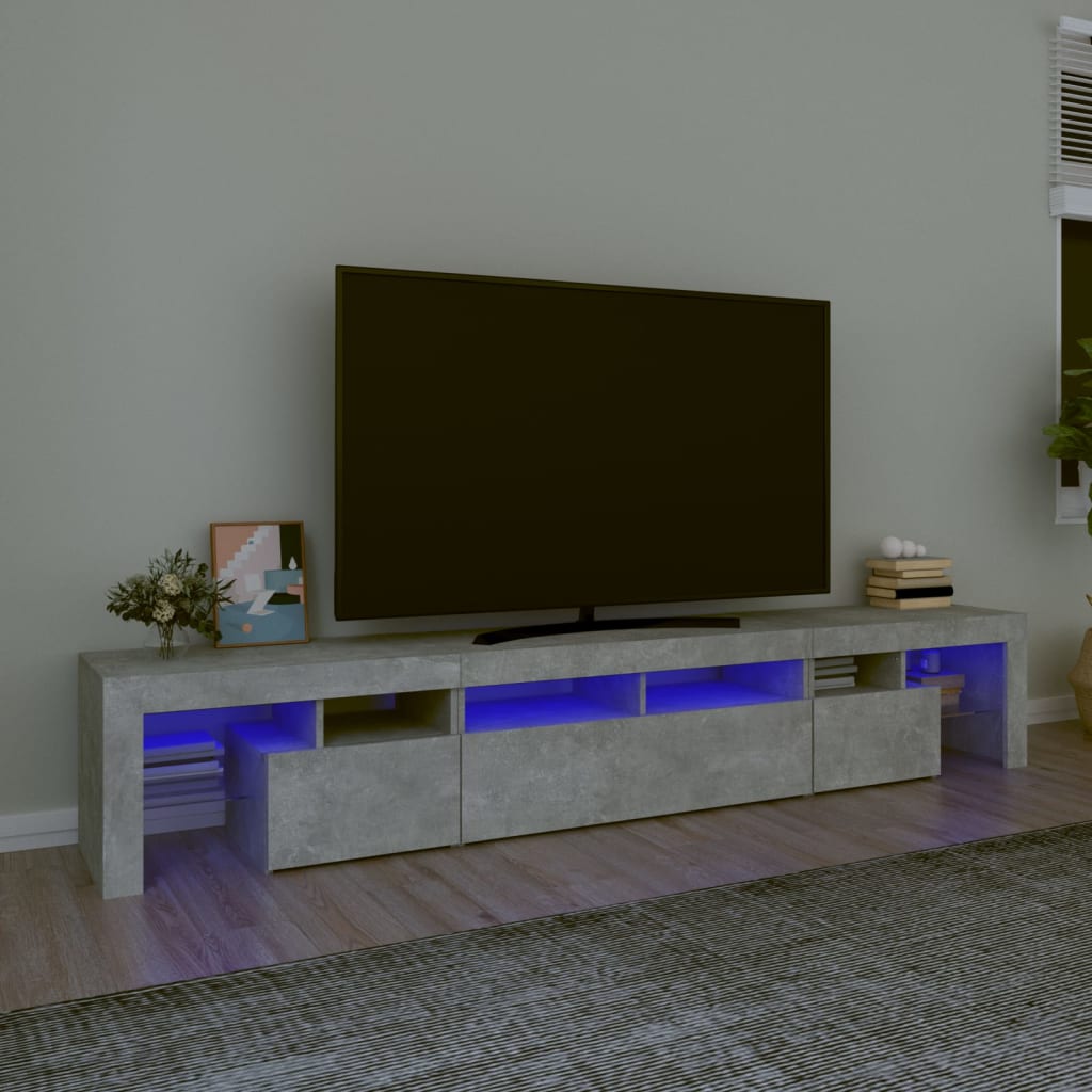 Tv-meubel met LED-verlichting 230x36,5x40 cm betongrijs