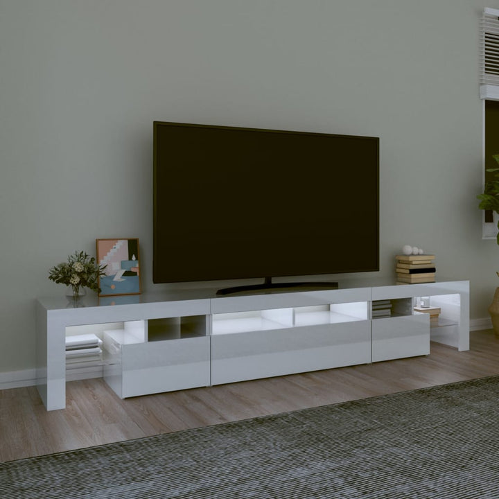 Tv-meubel met LED-verlichting 230x36,5x40 cm hoogglans wit