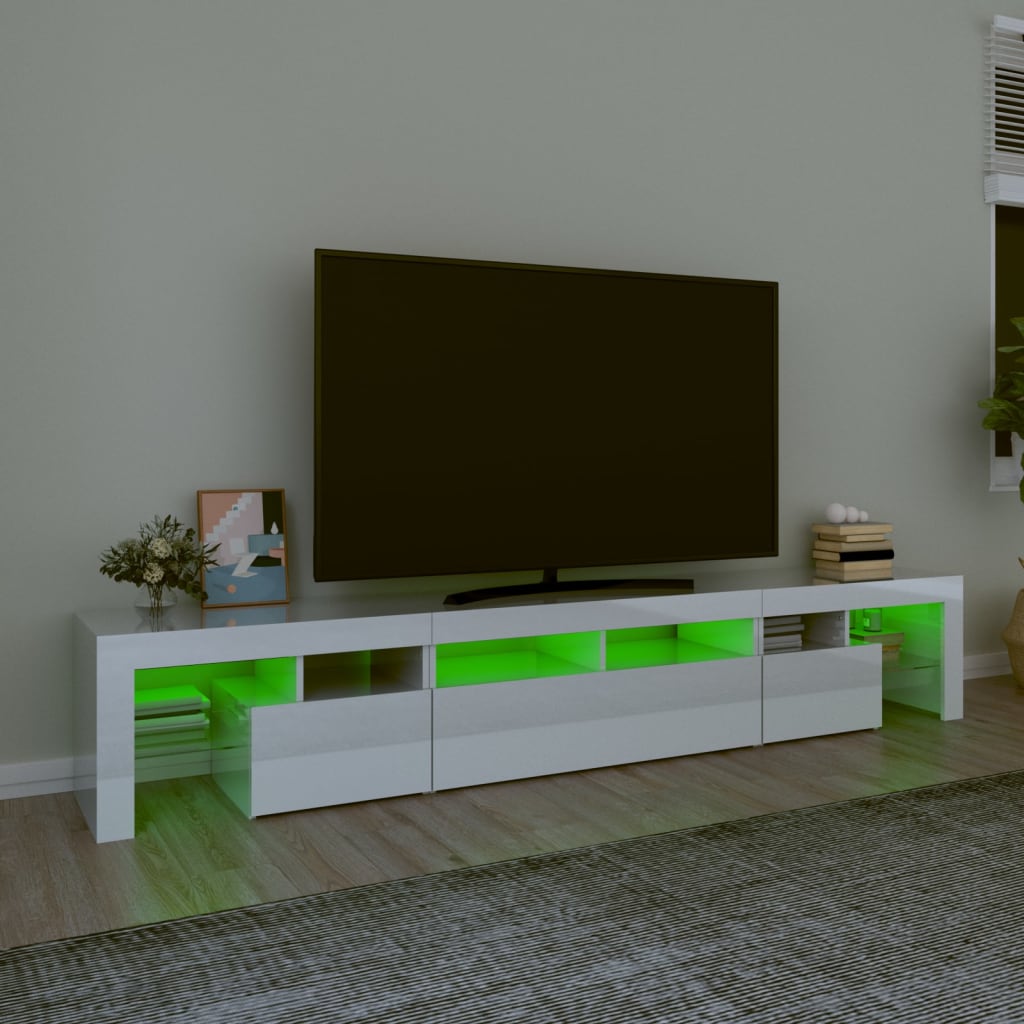 Tv-meubel met LED-verlichting 230x36,5x40 cm hoogglans wit