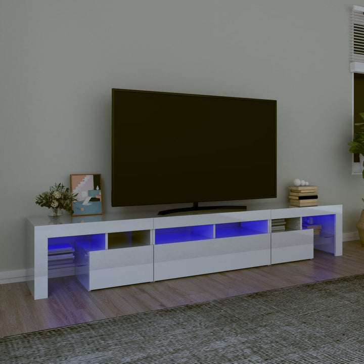 Tv-meubel met LED-verlichting 230x36,5x40 cm hoogglans wit