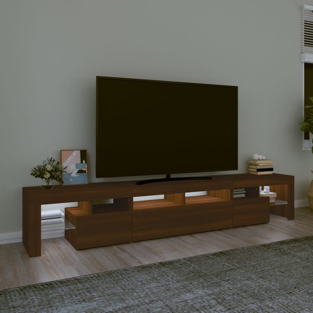 Tv-meubel met LED-verlichting 230x36,5x40 cm bruin eikenkleur