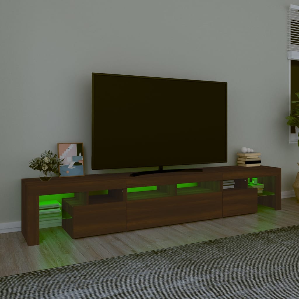 Tv-meubel met LED-verlichting 230x36,5x40 cm bruin eikenkleur