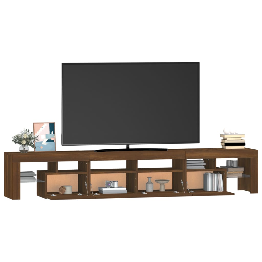 Tv-meubel met LED-verlichting 230x36,5x40 cm bruin eikenkleur