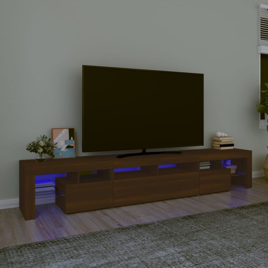 Tv-meubel met LED-verlichting 230x36,5x40 cm bruin eikenkleur