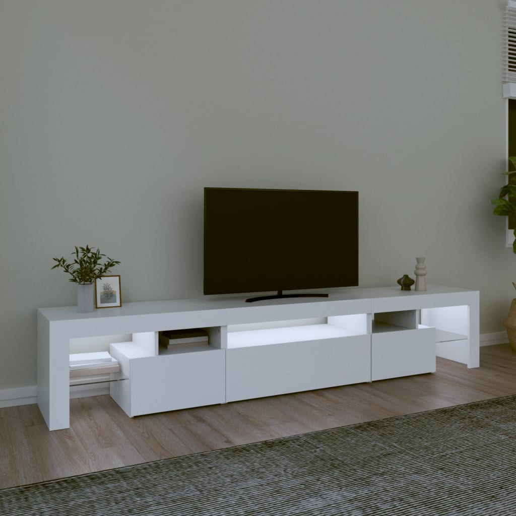 Tv-meubel met LED-verlichting 215x36,5x40 cm wit