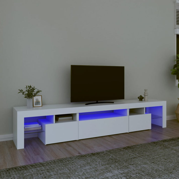 Tv-meubel met LED-verlichting 215x36,5x40 cm wit