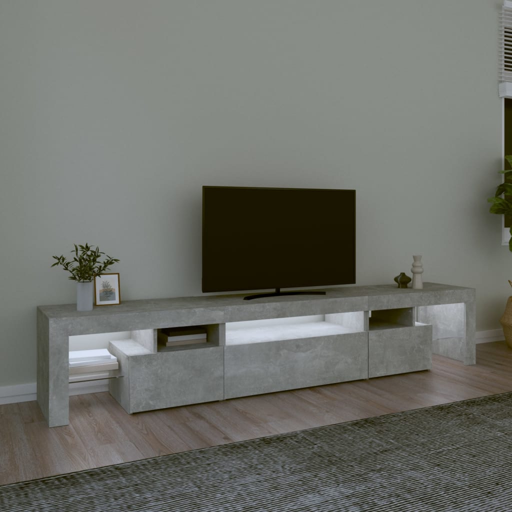 Tv-meubel met LED-verlichting 215x36,5x40 cm betongrijs