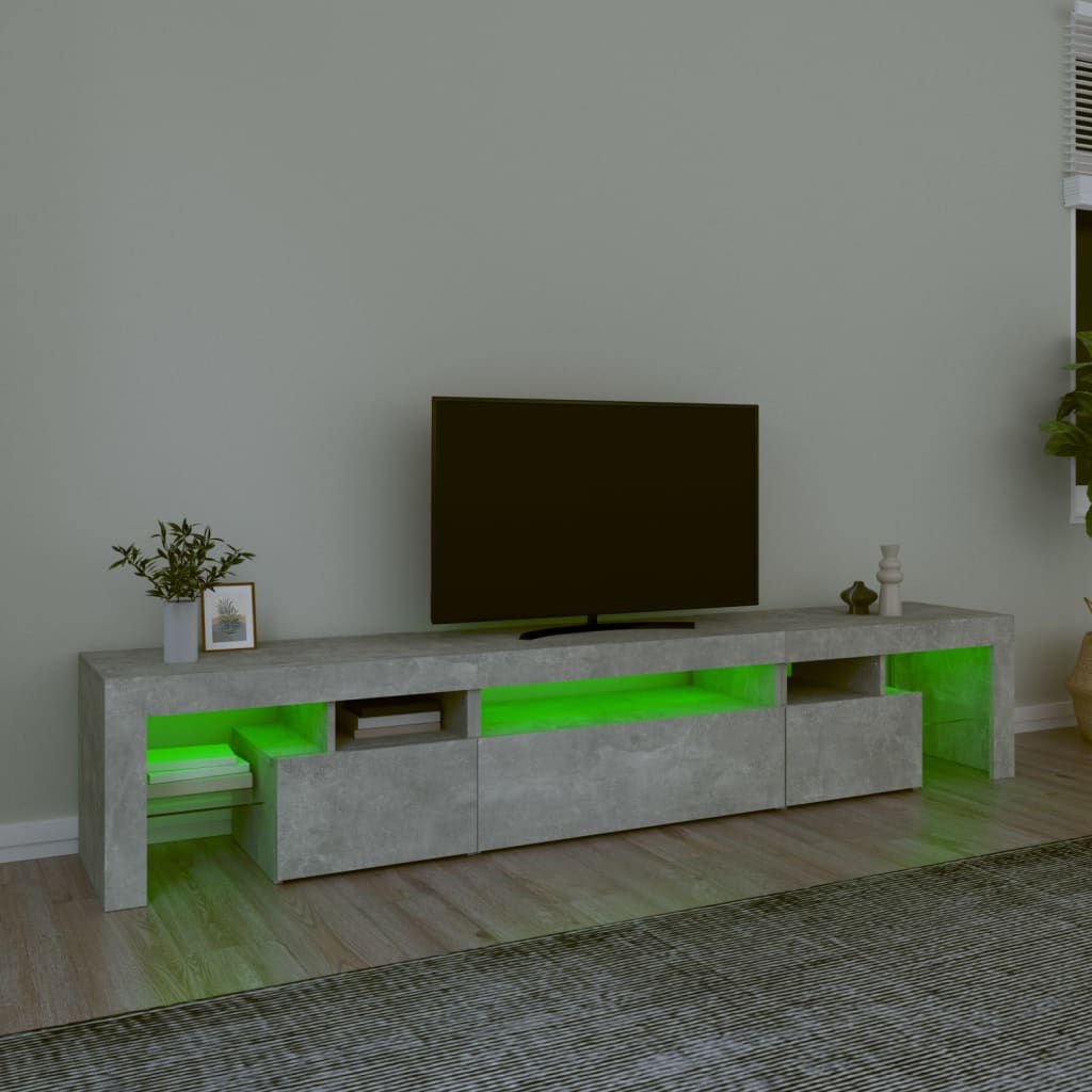 Tv-meubel met LED-verlichting 215x36,5x40 cm betongrijs