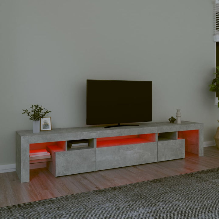 Tv-meubel met LED-verlichting 215x36,5x40 cm betongrijs