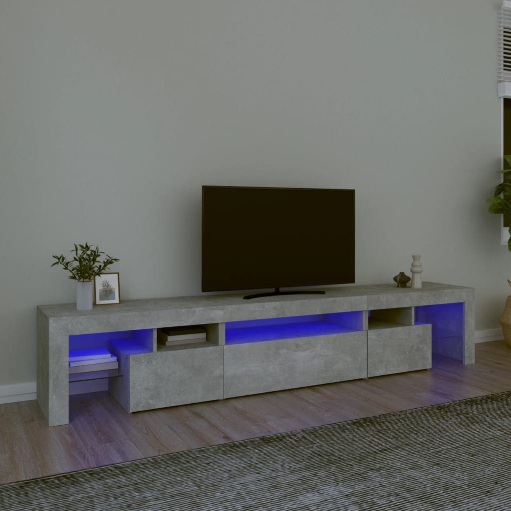 Tv-meubel met LED-verlichting 215x36,5x40 cm betongrijs