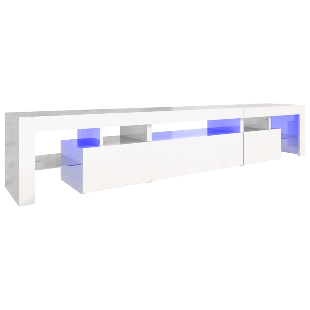 Tv-meubel met LED-verlichting 215x36,5x40 cm hoogglans wit