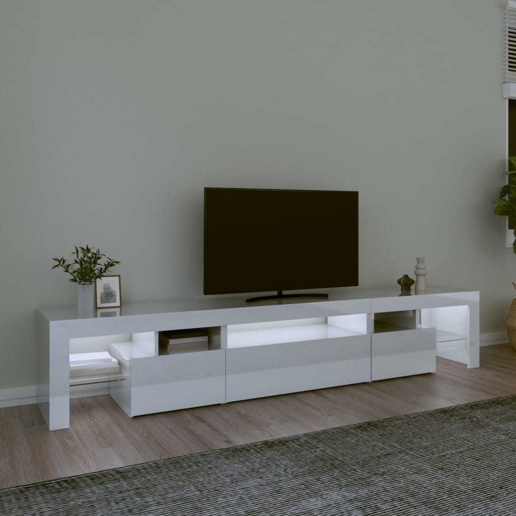 Tv-meubel met LED-verlichting 215x36,5x40 cm hoogglans wit
