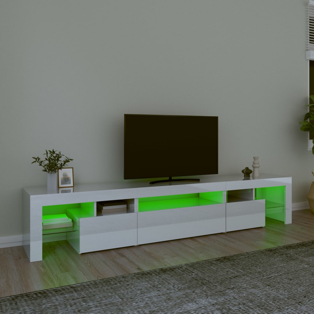 Tv-meubel met LED-verlichting 215x36,5x40 cm hoogglans wit