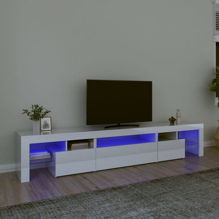 Tv-meubel met LED-verlichting 215x36,5x40 cm hoogglans wit