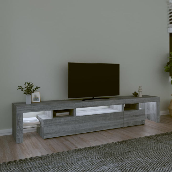 Tv-meubel met LED-verlichting 215x36,5x40 cm grijs sonoma eiken