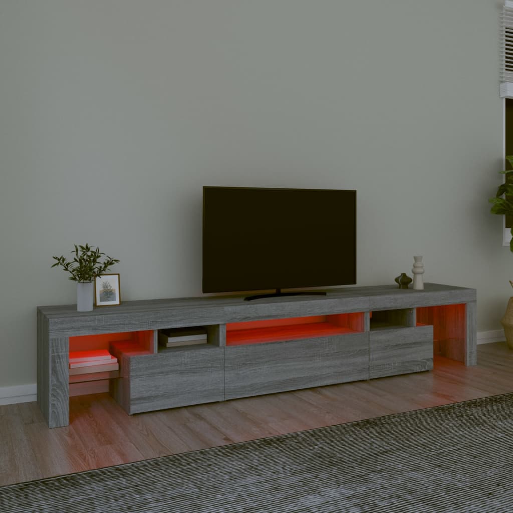 Tv-meubel met LED-verlichting 215x36,5x40 cm grijs sonoma eiken