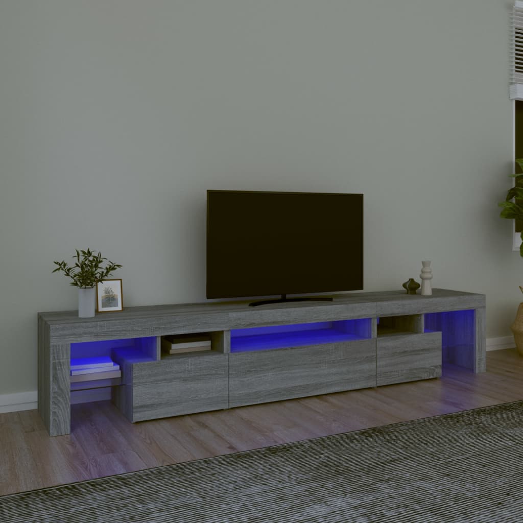 Tv-meubel met LED-verlichting 215x36,5x40 cm grijs sonoma eiken