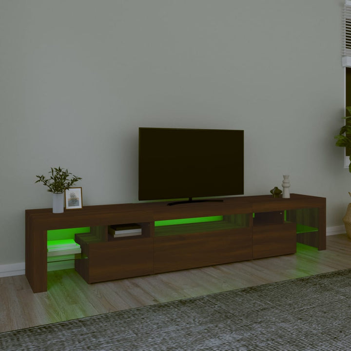 Tv-meubel met LED-verlichting 215x36,5x40 cm bruin eikenkleur