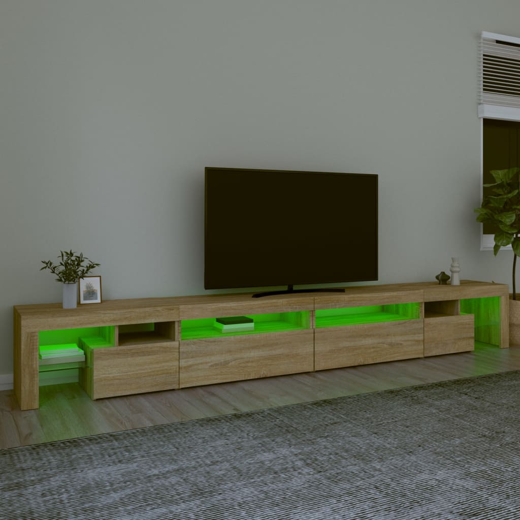 Tv-meubel met LED-verlichting 290x36,5x40cm sonoma eikenkleurig