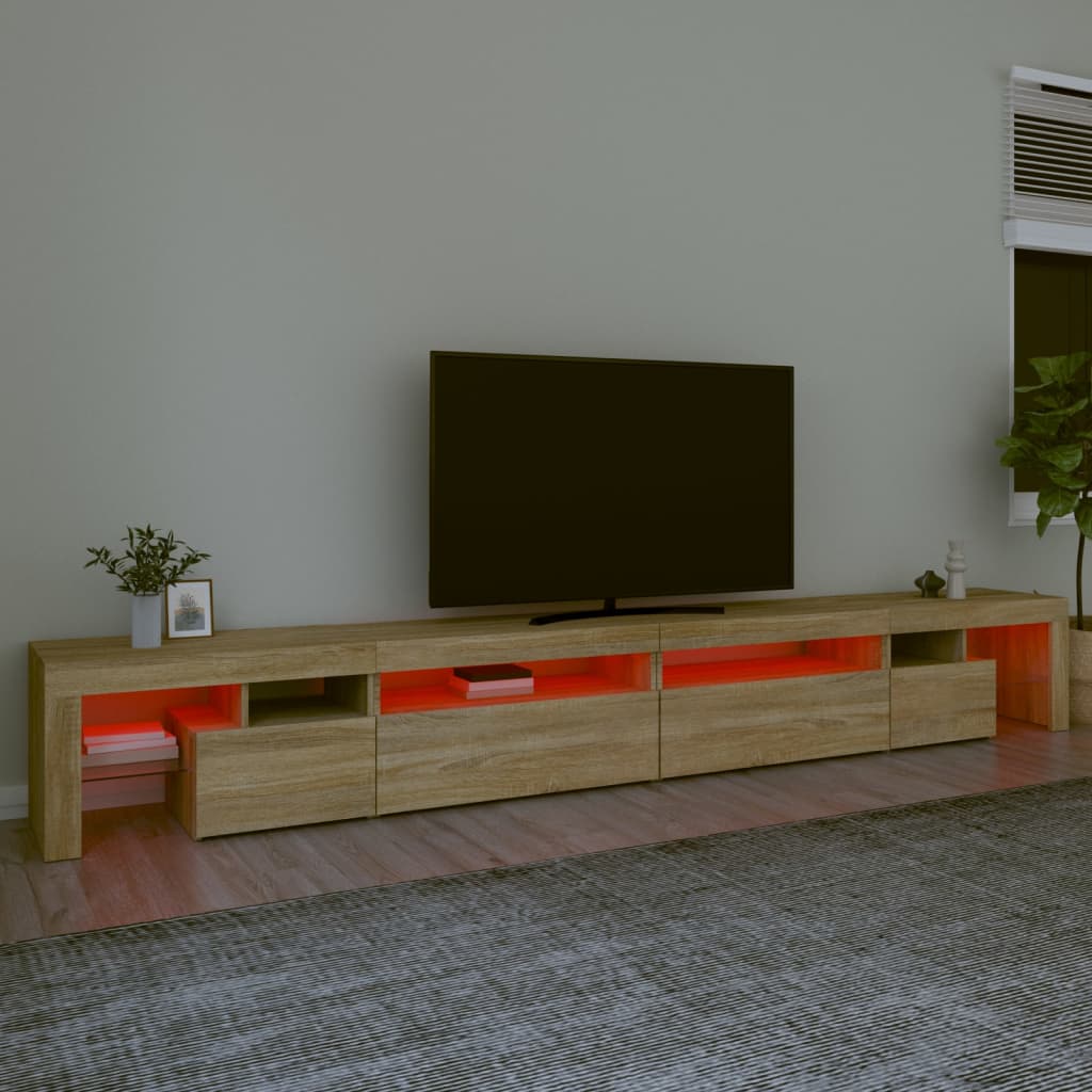 Tv-meubel met LED-verlichting 290x36,5x40cm sonoma eikenkleurig