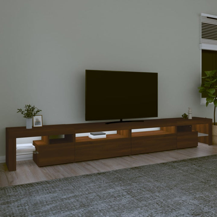 Tv-meubel met LED-verlichting 290x36,5x40 cm bruin eikenkleur