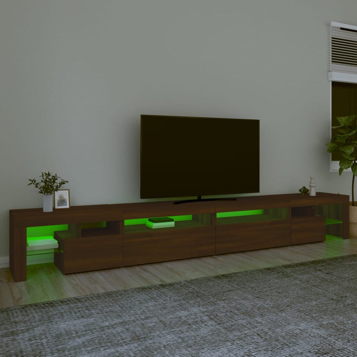 Tv-meubel met LED-verlichting 290x36,5x40 cm bruin eikenkleur