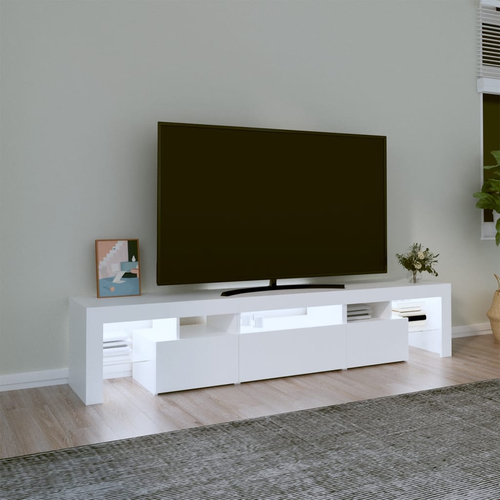 Tv-meubel met LED-verlichting 200x36,5x40 cm wit