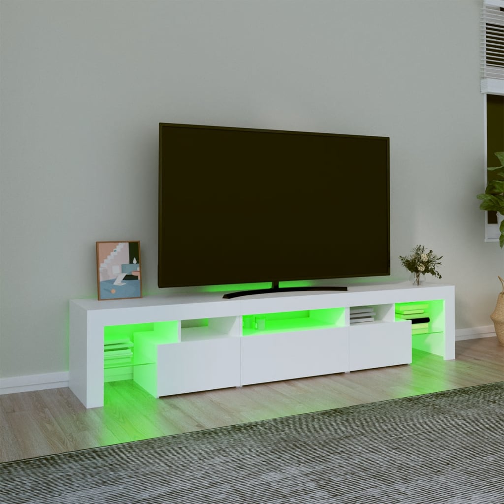 Tv-meubel met LED-verlichting 200x36,5x40 cm wit