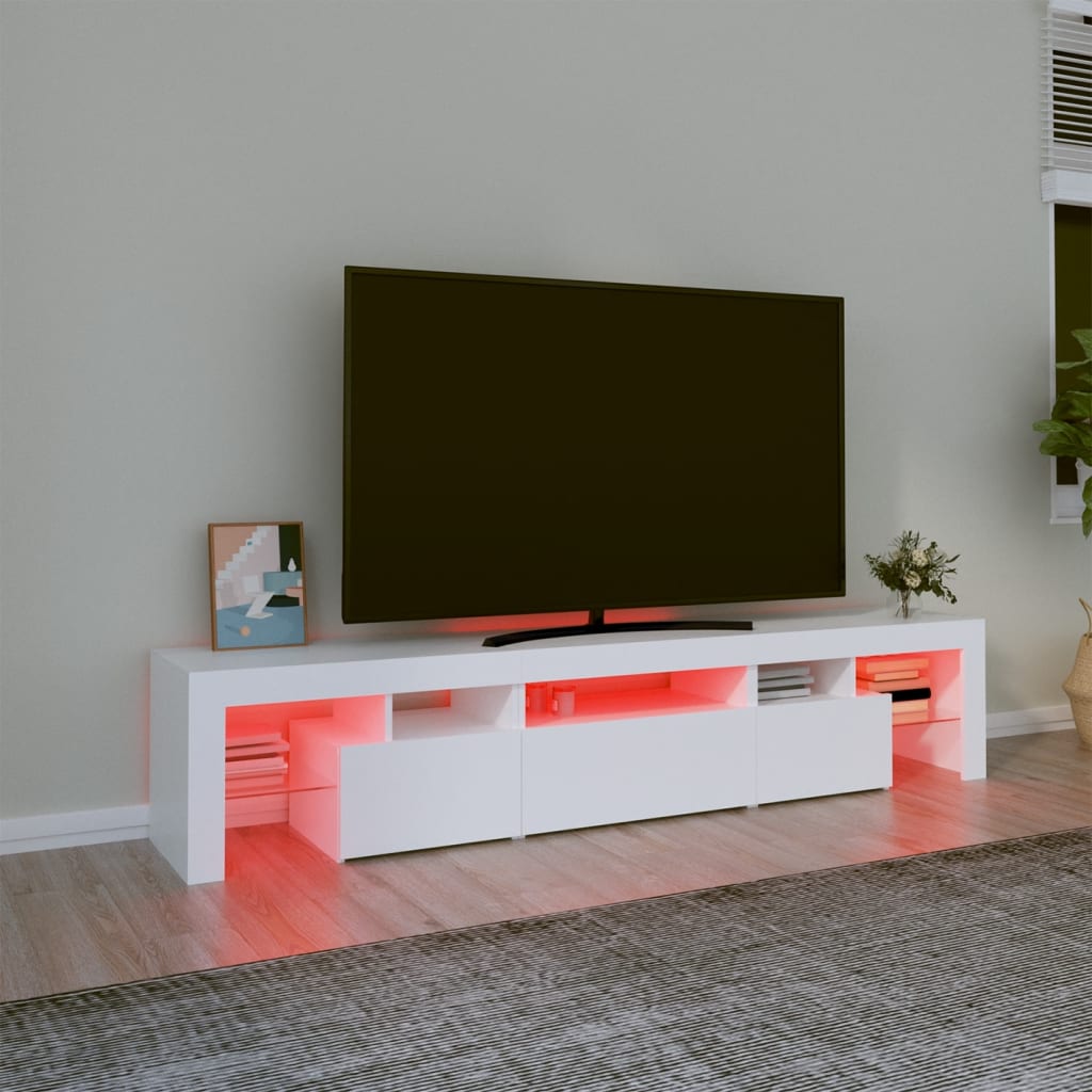 Tv-meubel met LED-verlichting 200x36,5x40 cm wit