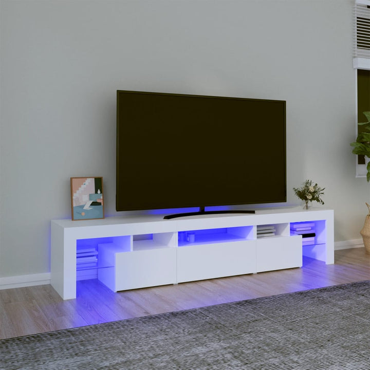 Tv-meubel met LED-verlichting 200x36,5x40 cm wit