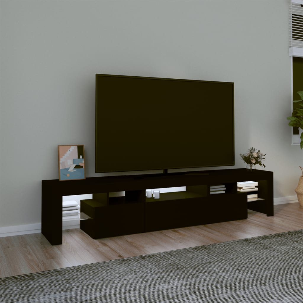 Tv-meubel met LED-verlichting 200x36,5x40 cm zwart