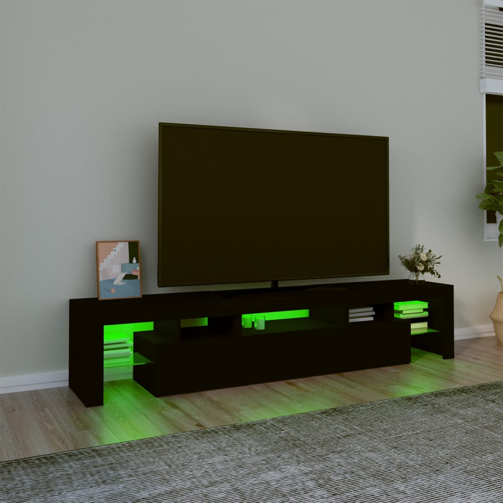 Tv-meubel met LED-verlichting 200x36,5x40 cm zwart