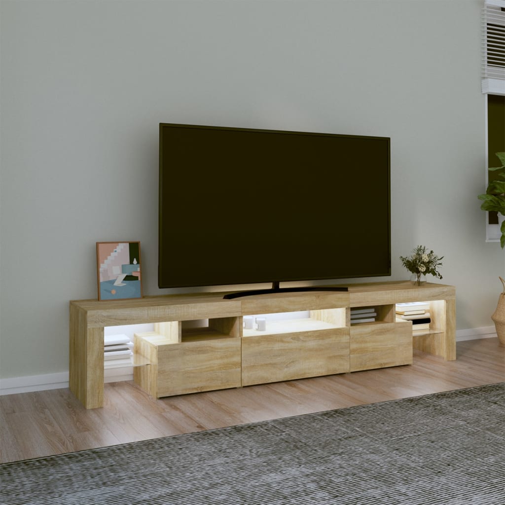 Tv-meubel met LED-verlichting 200x36,5x40cm sonoma eikenkleurig