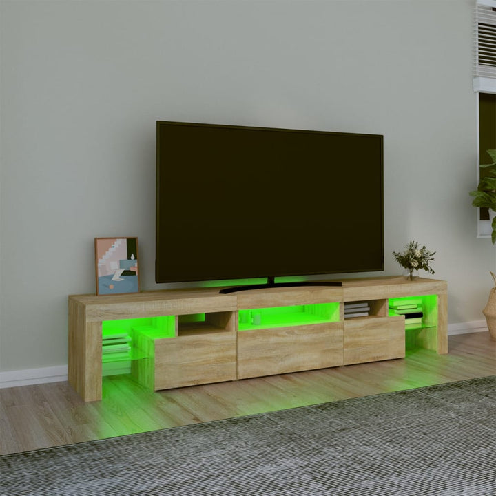 Tv-meubel met LED-verlichting 200x36,5x40cm sonoma eikenkleurig