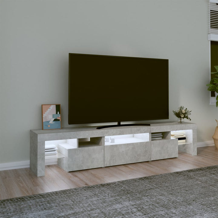 Tv-meubel met LED-verlichting 200x36,5x40 cm betongrijs