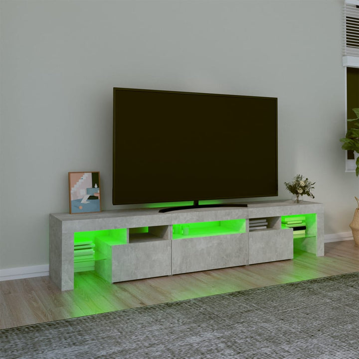 Tv-meubel met LED-verlichting 200x36,5x40 cm betongrijs